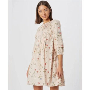 Madewell Dress Large Pale Pink Floral Short Mini Cottage Floral